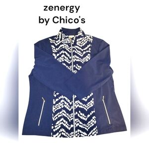 zenergy by Chico's Active Zip Up Jacket, Windbreaker Sz 2 (12/L), EUC, Like New